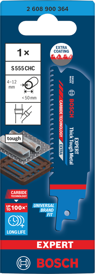 BoschEXPERT 厚实耐用金属往复锯片。